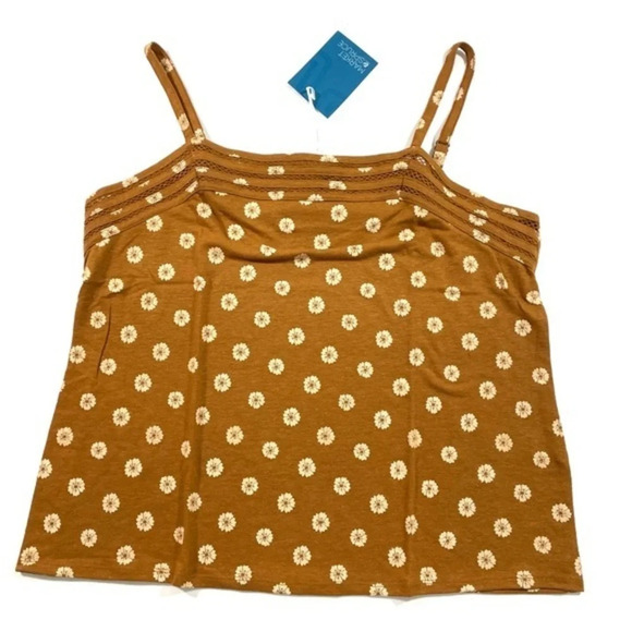 New Market & Spruce Brown Flower Tank Top - Picture 1 of 6